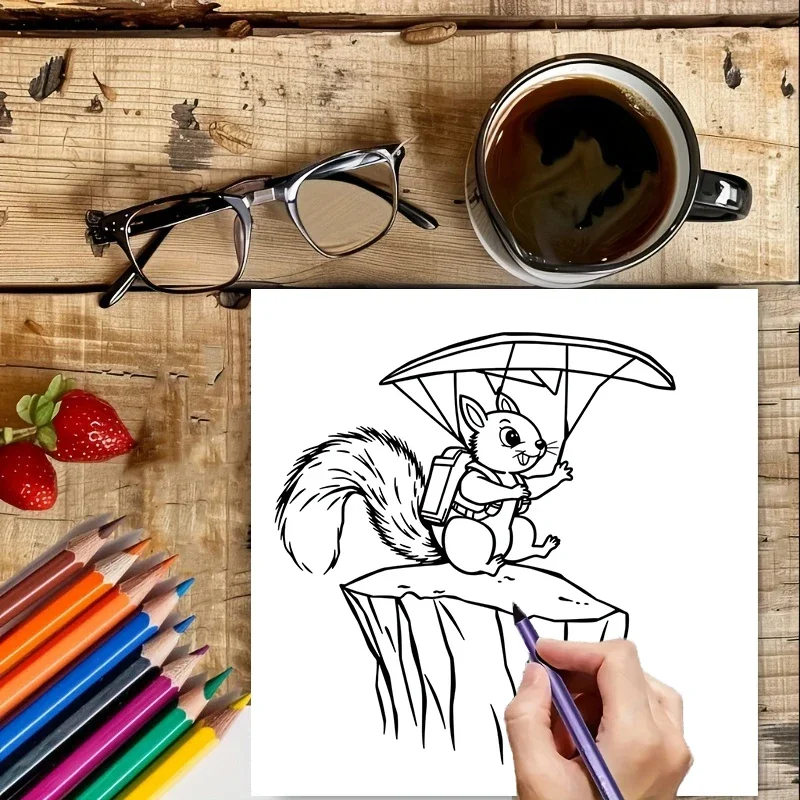 Libro para colorear Animal Adventure para adultos |   Libro para colorear de 28 páginas, material de dibujo para Navidad, Acción de Gracias