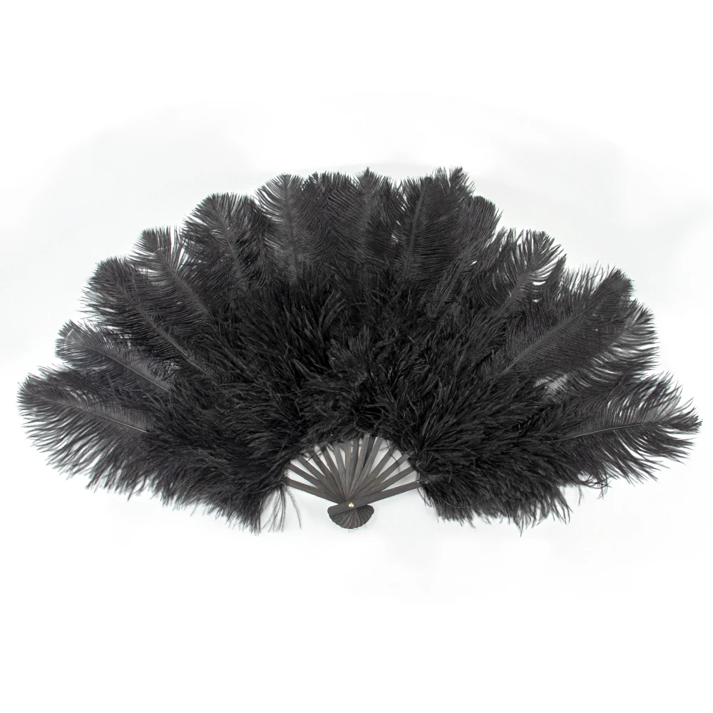 15Bone Hand Feather Fan Ostrich Plumas for Dancer Show Stage Performances Decor Folding Crafts Fan with Ostrich Feather 70cm