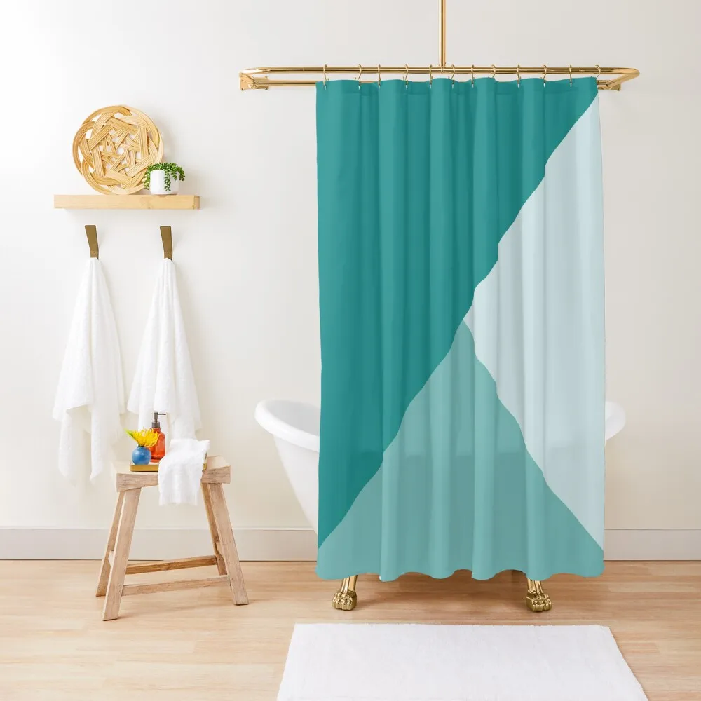 

Gradient Geometry - Turquoise Shower Curtain Waterproof Fabric Bathroom Bathroom Decor Anti-Mold Waterproof Shower Curtain