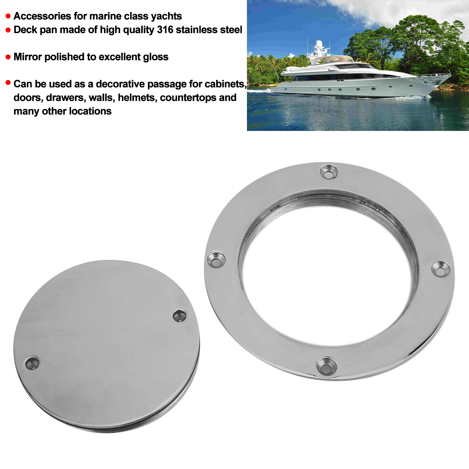 

Deck Inspection Hatch 4in Deck Plate 4in 316 Stainless Steel Deck Cover Plate with Hole Key for Yacht Marine Hardware Accessory