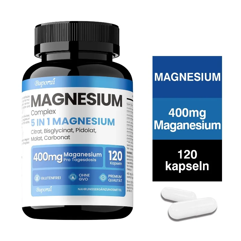 

Magnesium Complex Capsules - Improves Mood, Reduces Fatigue, Promote Brain and Nerve Health, Improves Cognitive Function