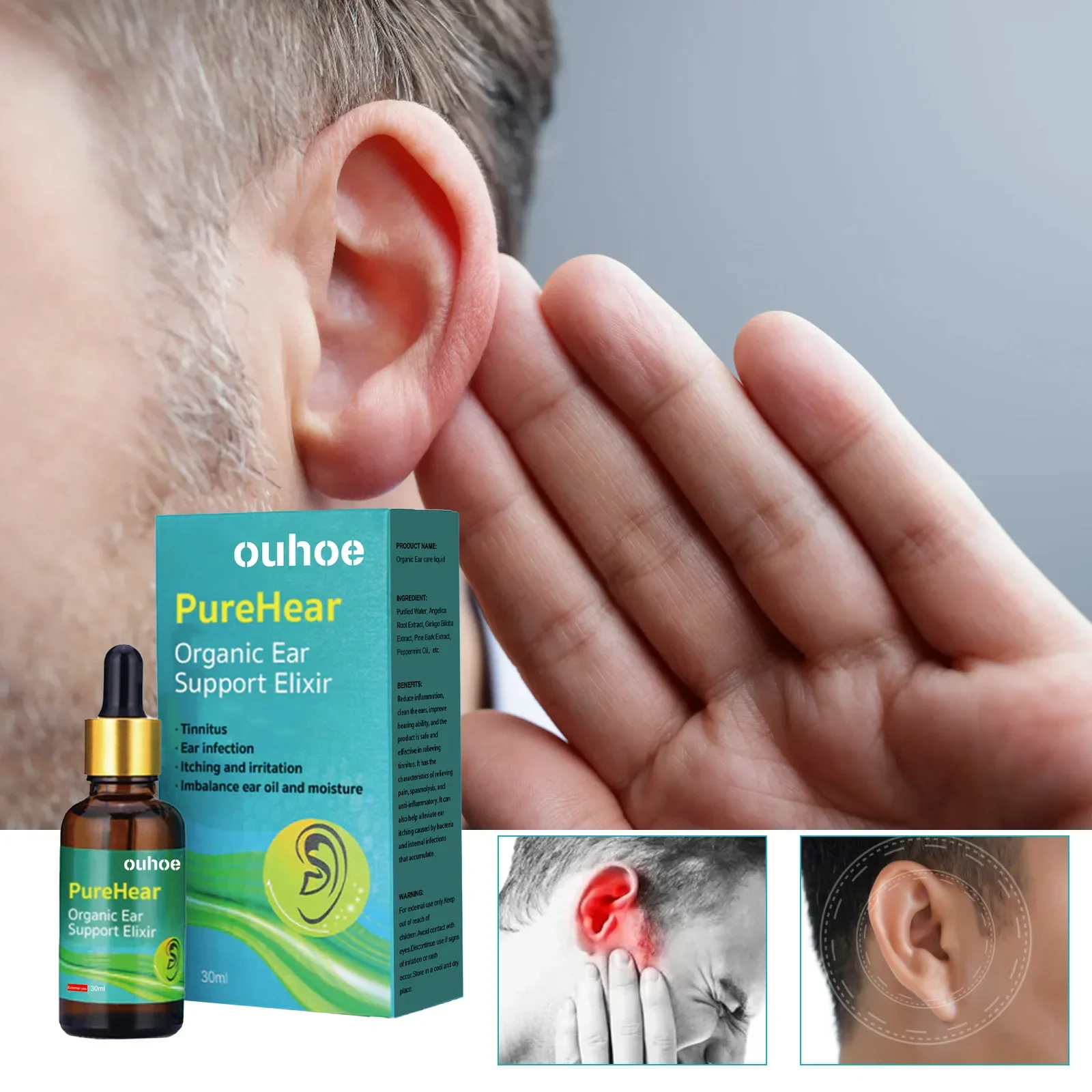 Sdatter-tratamiento para el Tinnitus, gotas para los oídos para aliviar la pérdida auditiva, cuidado de descarga, tratar la sordera, dolor de oído, zumbido de oído, hinchazón, Otit