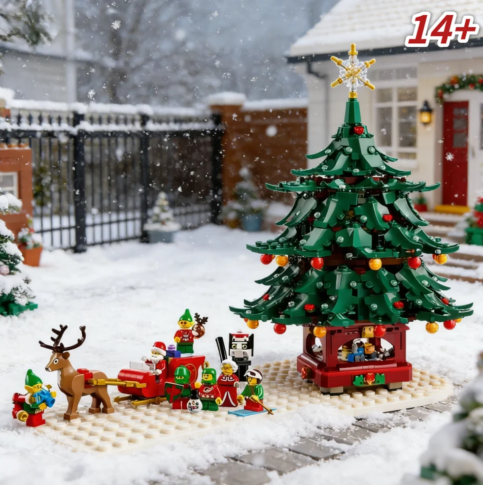 

New 41843 3171pcs Santa Claus Family Christmas Tree Building Kit Elegant Office Ornament