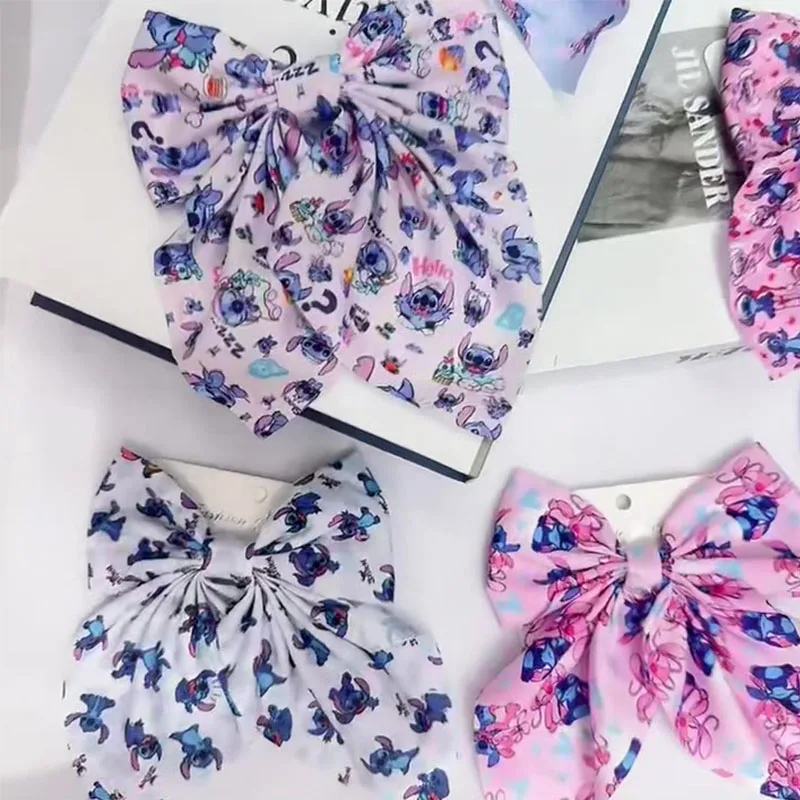 

Disney Stitch Hair Clip Digital Printed Cartoon Pattern Floating Bow Hair Clip Holiday Ball Costume Daily Wear Hair Accessory