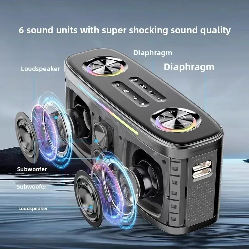 

Беспроводная портативная Bluetooth-колонка MW Audio с микрофоном для караоке, мощным басом и громким звуком для дома