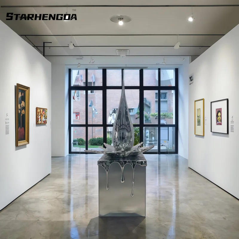 Stainless steel metal Water drop water splashed decoration living room Corridor Hotel shop interior sculpture art decoration