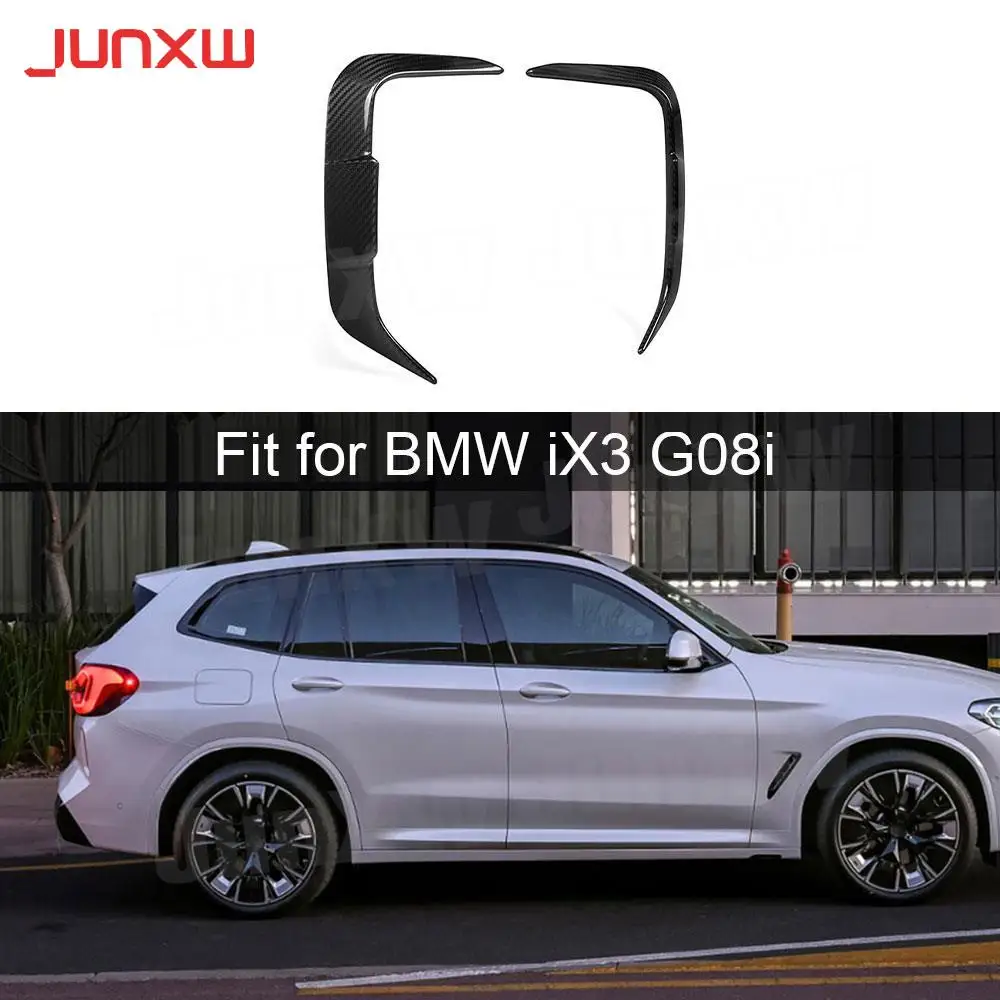 

2Pcs Carbon Fiber Rear Fender Vent Fin Gill Trim Cover For BMW iX3 G08i 2022 Car Body Kit Trim Strip FRP Black Accessories