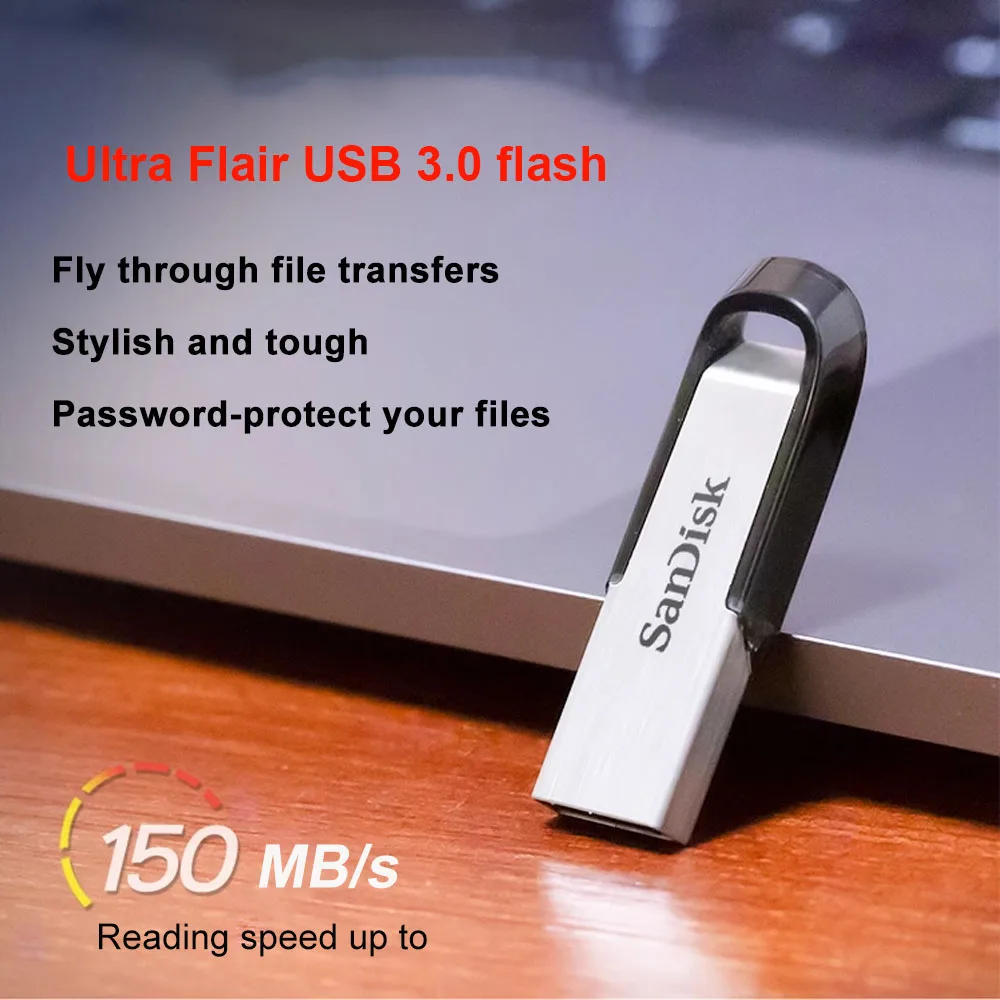 

Флэш-накопитель SANDISK Ultra Flair USB 3.0 до 150 МБ/с, чтение 512 ГБ, 256 ГБ, 128 ГБ, 64 ГБ, 32 ГБ, мини-накопитель, высокоскоростной USB 3.0 CZ73