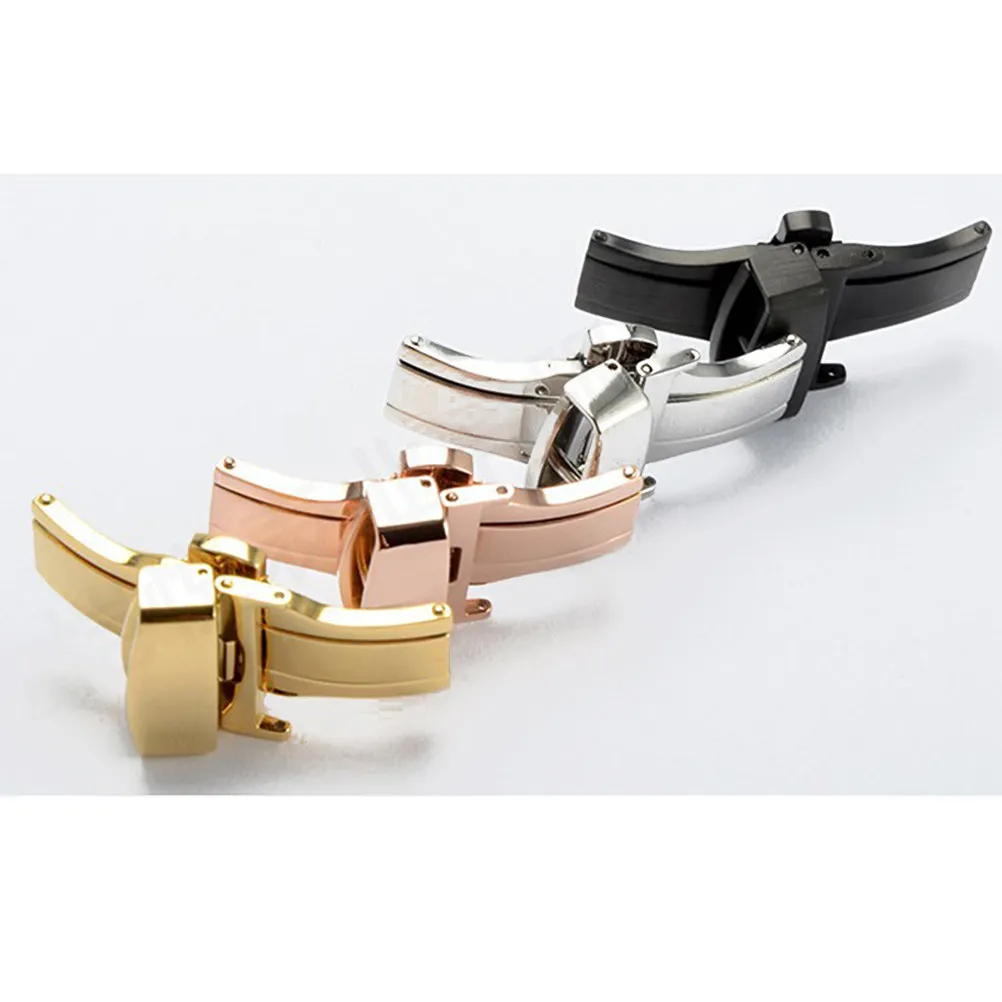 Watch Strap Buckle 20mm 304L Solid Stainless Steel Butterfly Clasp Double Push Button Polished