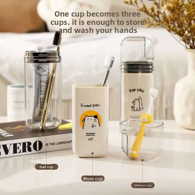 كوب غسول الفم 3 في 1 للسفر، كوب أسنان فاخر خفيف، مجموعة أدوات تخزين محمولة متعددة الوظائف، مجموعة أكواب غسيل إبداعية