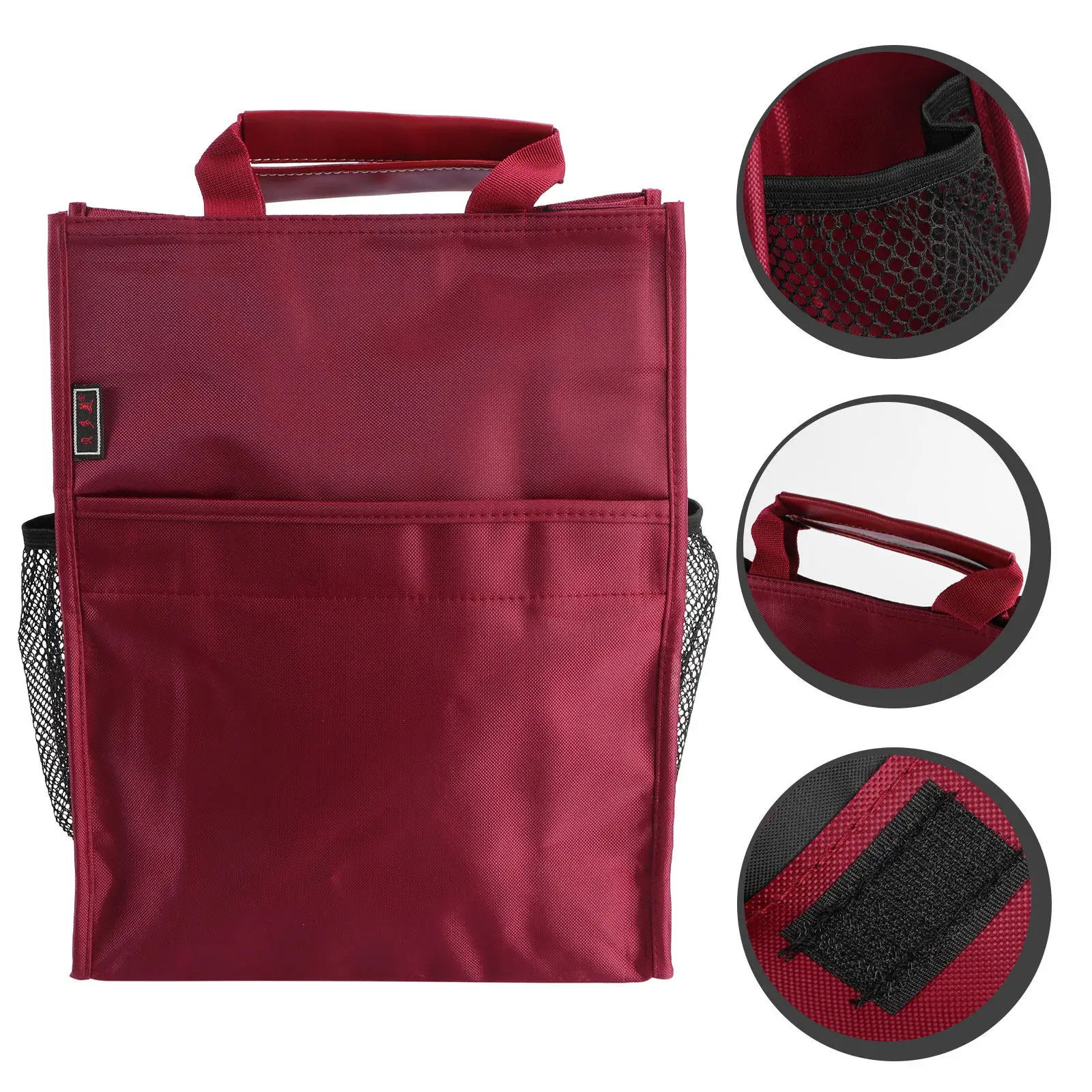 

Oxford Document Bag Portable Zipper Closure Large Capacity Waterproof Oxford File Organizer Pouch Handheld Tutorial Bag Red