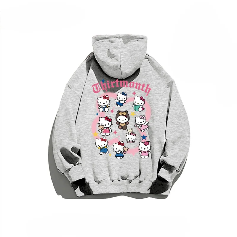 2024 Hot Selling Girls Hoodie Fashion Casual Spring and Autumn Winter New HelloKitty Printed Large Children\'s Cotton Hooded Coat