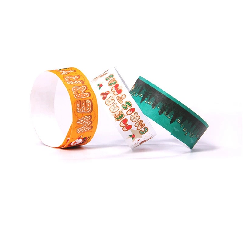 Customized productCustom Merry Tyvek Wristbands One Use Paper Bracelet For Holiday Event Party