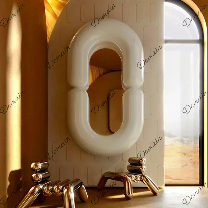BBv Household Goods Oval Black Wall Mirror Girl Aesthetic Nordic Long Decorative Frame Bathroom Mirror Hanging Funky Memphis Esp