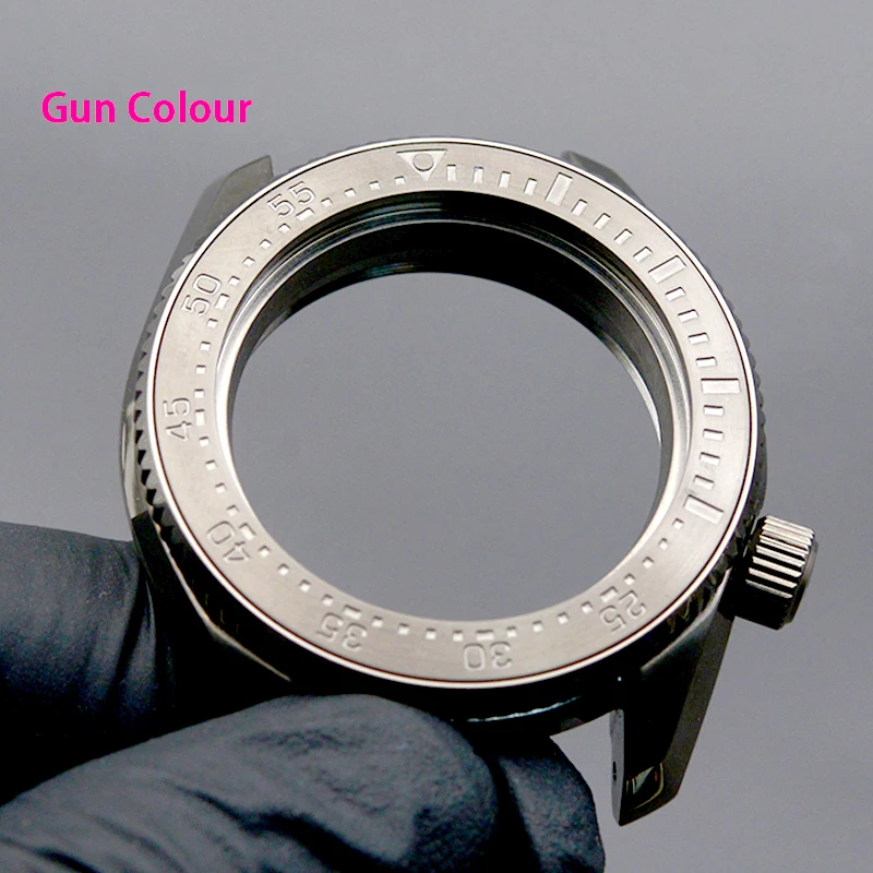 MOD SPB185 SPB187 Gun Colour Diver Watch Case Stainless Steel Fit NH34 7S26 NH35 NH36 4R/6R Automatic Movement Watch Case Gun