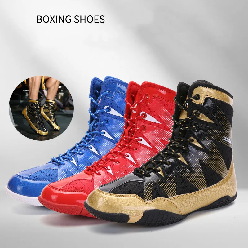 

Boxing Shoes Sports Combat Training High Top Shoes Men's Women's Gyms Weightlifting Indoor Squatting Fighting Sneakers Wrestling