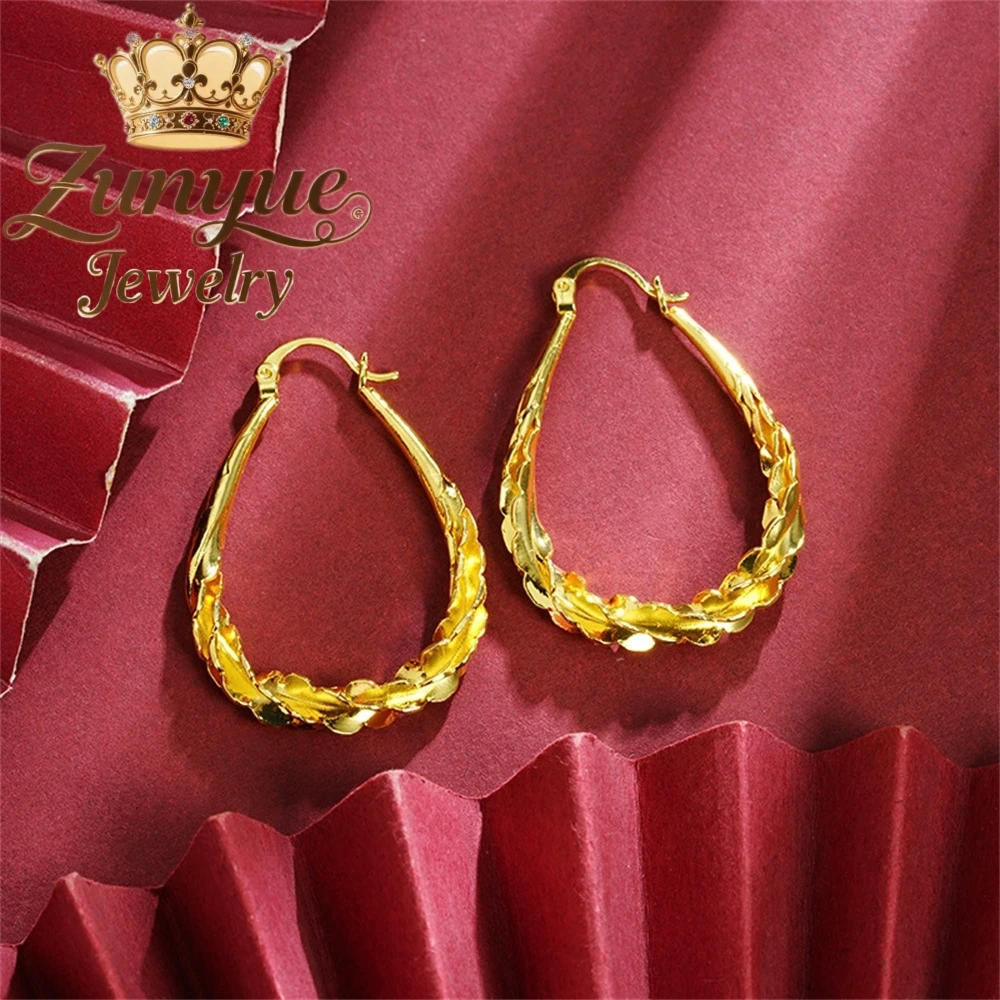 

High-End Sand Gold Drops Twist Earrings Luxury Quality Jewelry Best Selling Fashion Jewelry Gift Exquisite Charm Elegant Popular