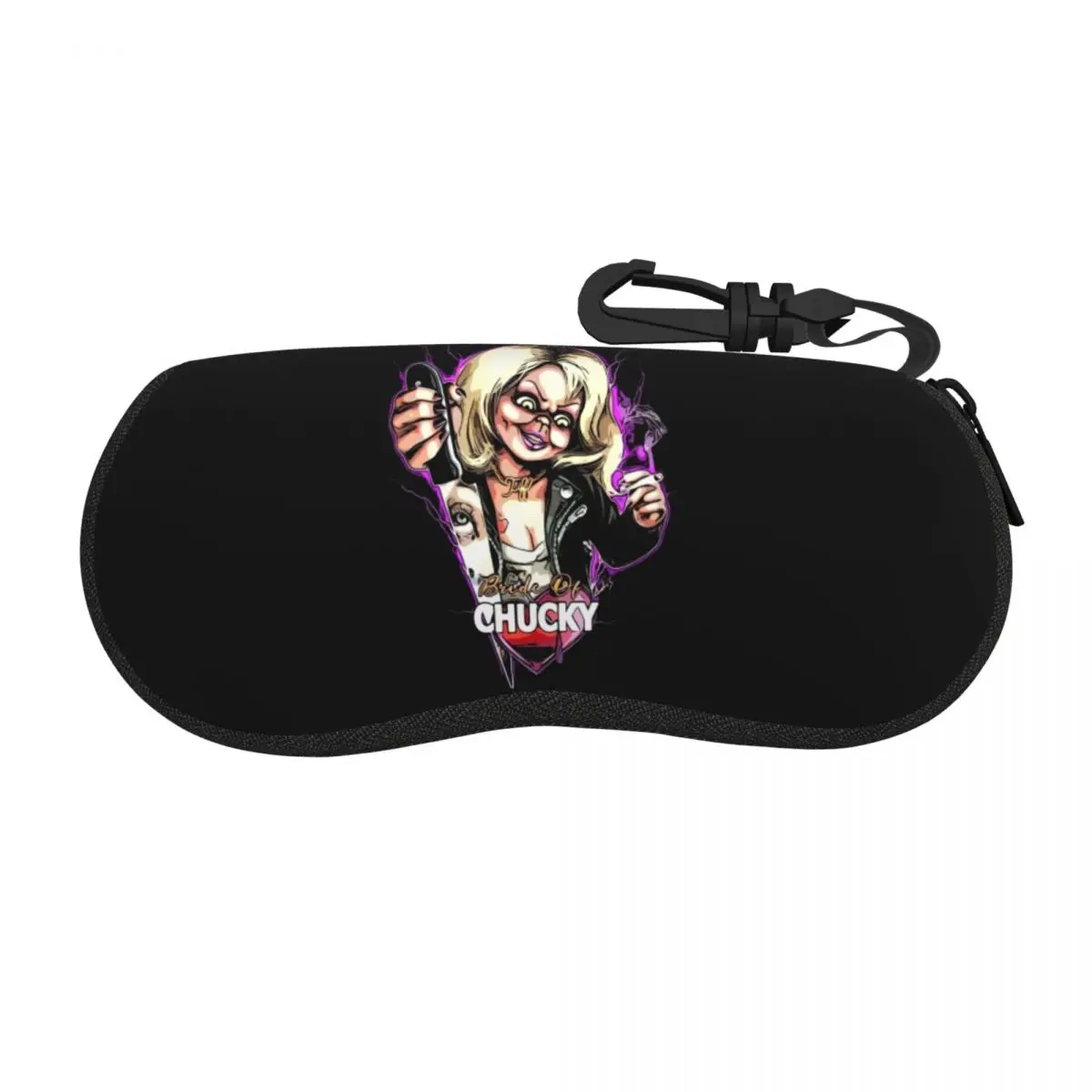 Custom Bride Of Chucky Child's Play Doll Sunglasses Case Neoprene Zipper Halloween Horror Shell Eyeglass Case Protective Box