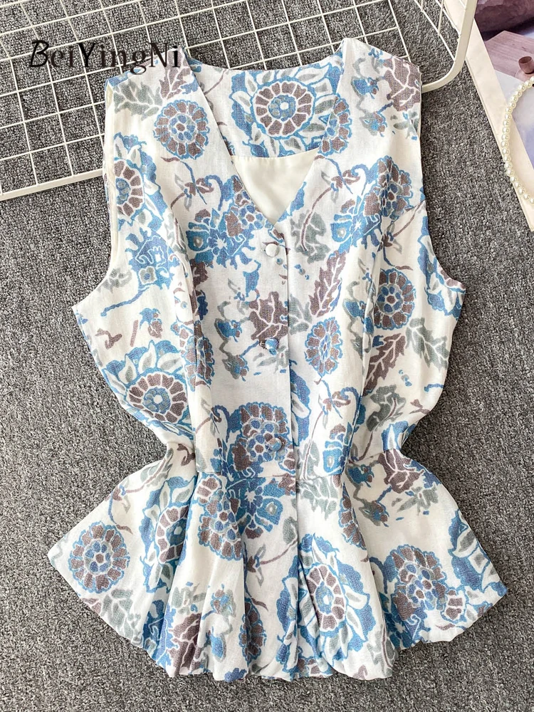 

Beiyingni Mature Elegant Women Vest Jacquard Casual High-end Sleeveless Tops Female Vintage Korean Chic Single-breasted Tank Top