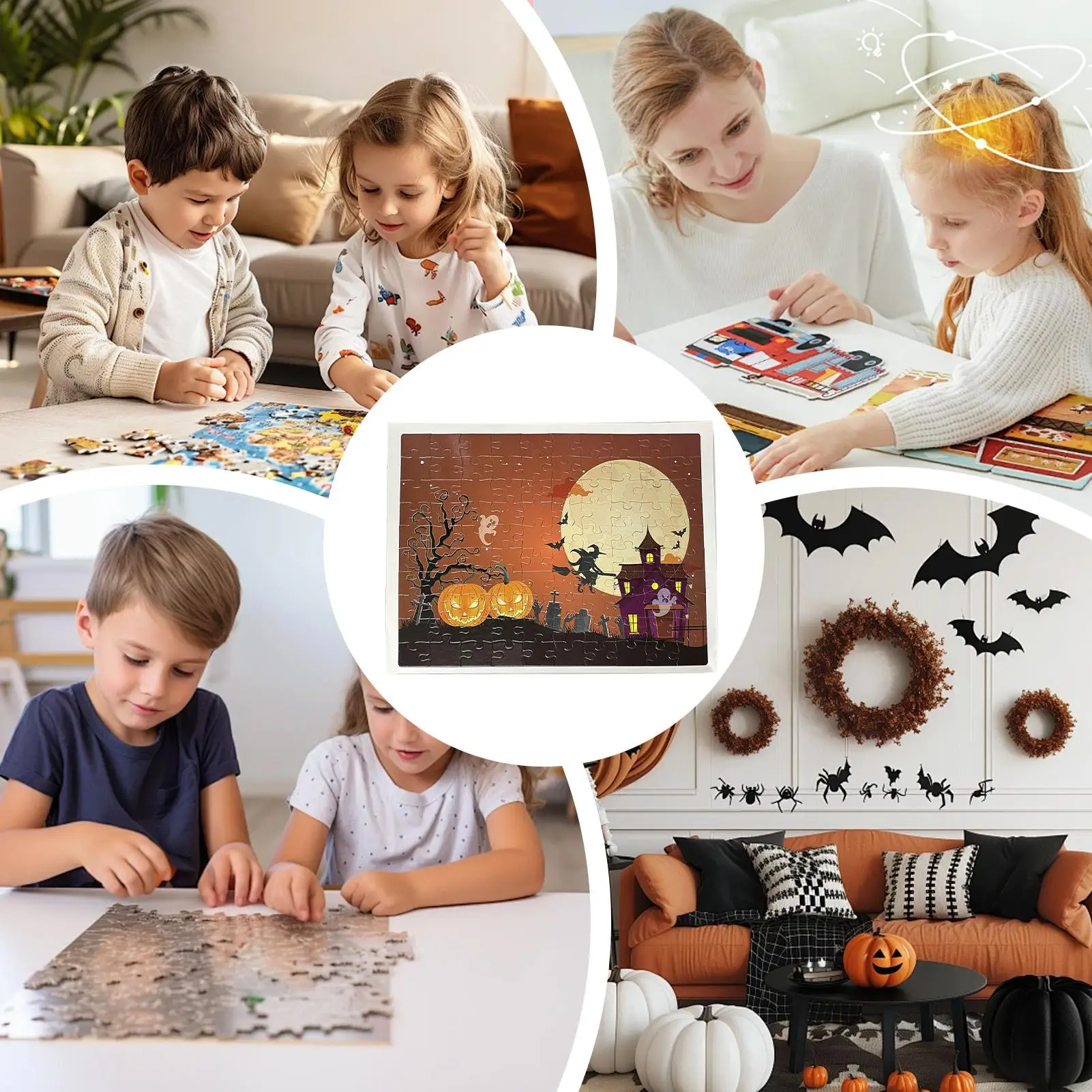 ألغاز الهالوين، ألغاز تحت عنوان العطلة، 100 قطعة ألعاب تعليمية تعليمية، زينة حفلات قابلة للجمع لعيد الميلاد وعيد الميلاد #5
