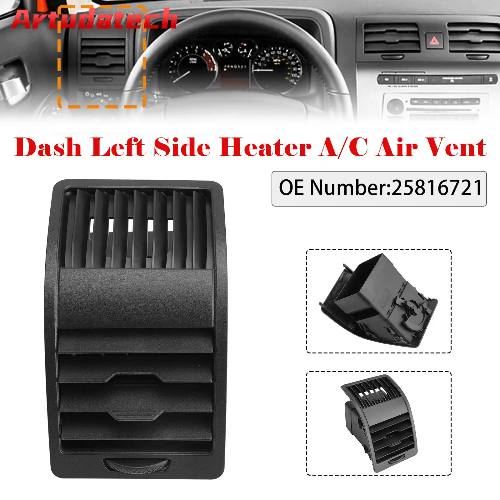 

Artudatech Dash Left Side Heater A/C Air Vent Outlet Grille Fit For Hummer H3 H3T 2006 2007 2008 2009 2010