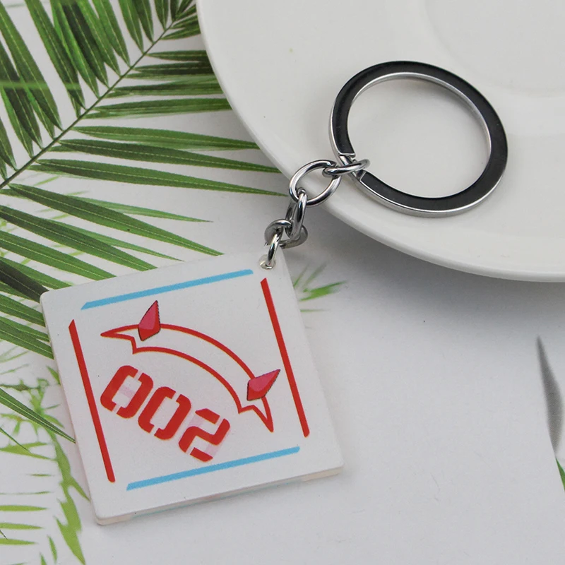 Anime DARLING in the FRANXX 02 Keychain Driver ZERO TWO 002 Red Devil Horn Metal Pendant Car Keyring For Friends Gift - view 2