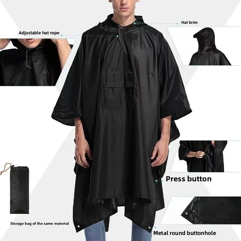 

Customizable Logo Multifunctional Outdoor Cloak Raincoat With Mat And Canopy For Camping Hiking Pu Adult Poncho