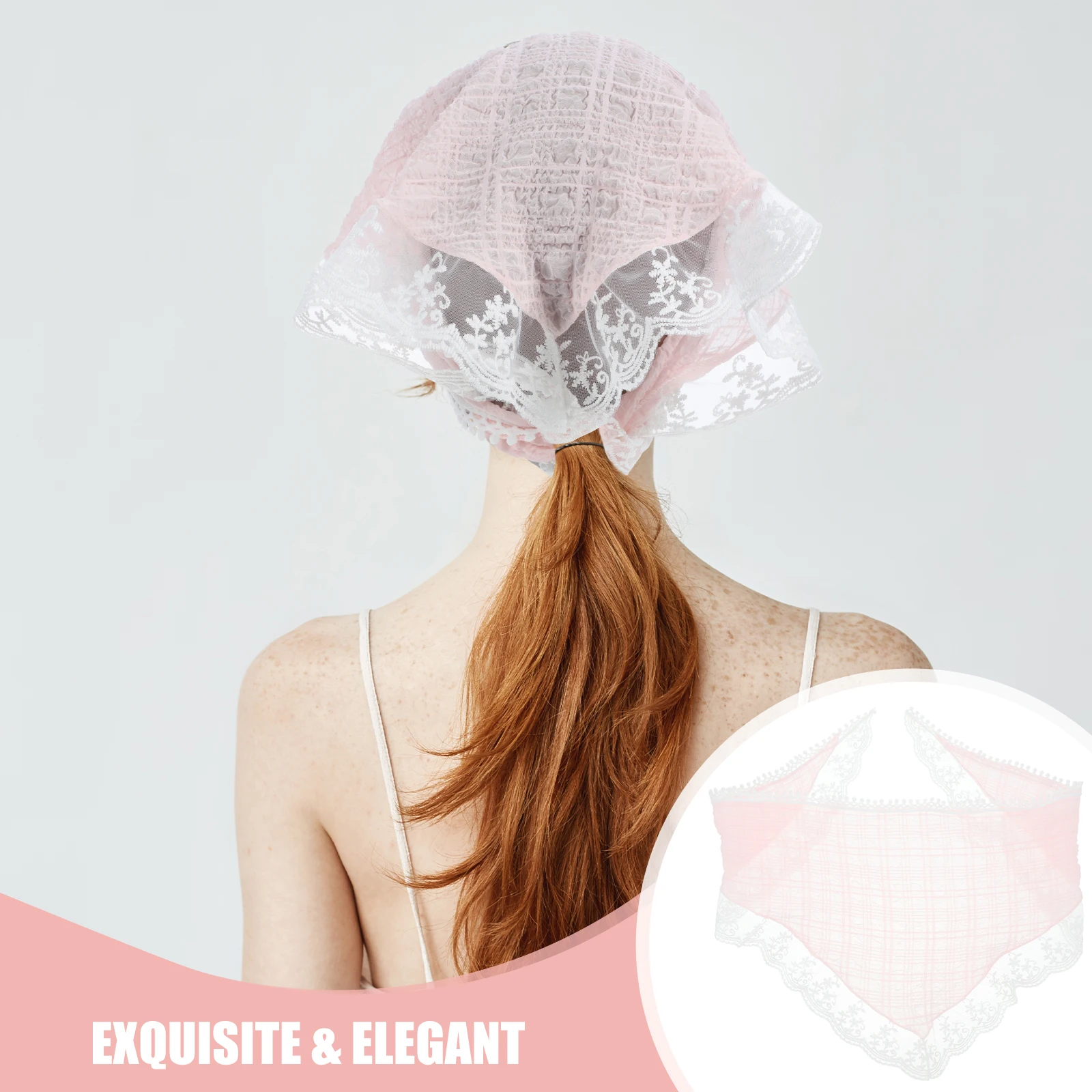 

Flower Headscarf Pink Lace Triangle Hairband Fashionable Hair Accessories Women Bandana Scarf Soft Comfortable