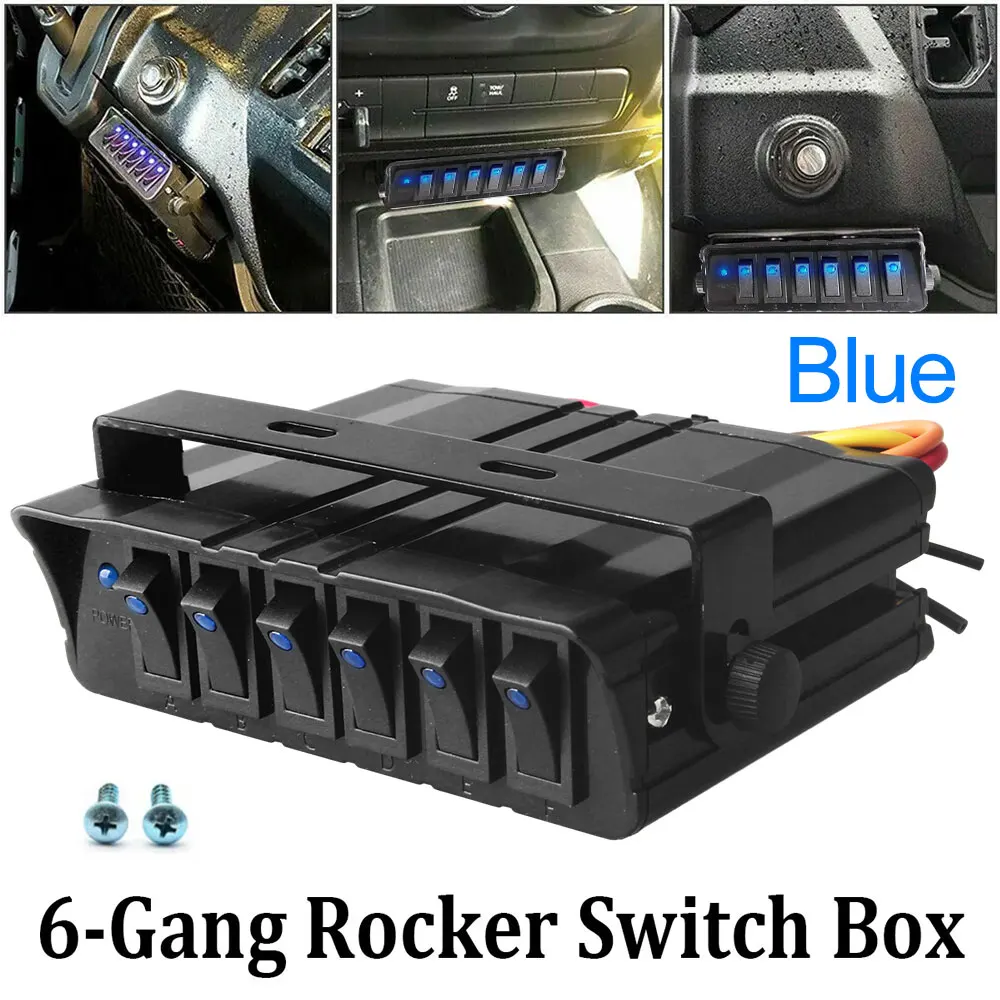 

6-Channel Rocker Switch Panel Toggle Controller Box for Truck for JEEP Offroad 12V Red obd2 Car Accessories
