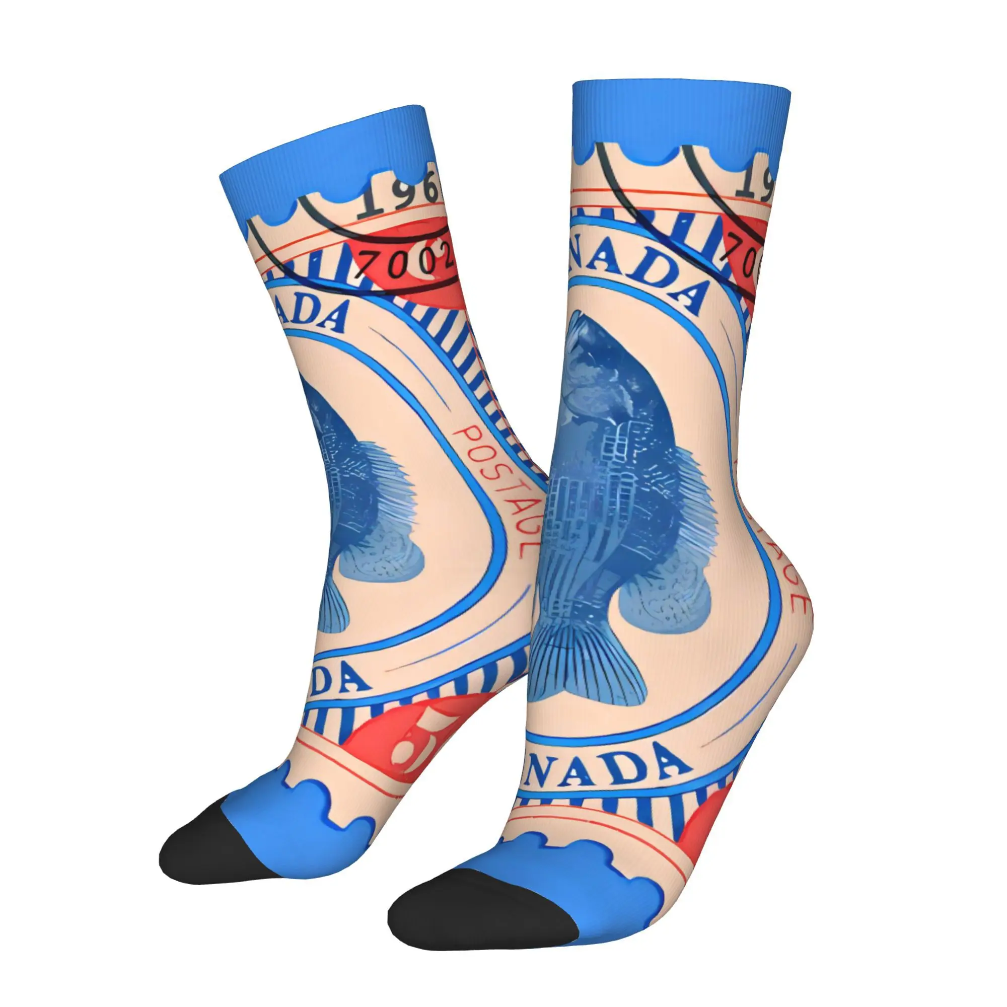 

Vintage Fish Stamp Sock Printed Man Polyester Fashion