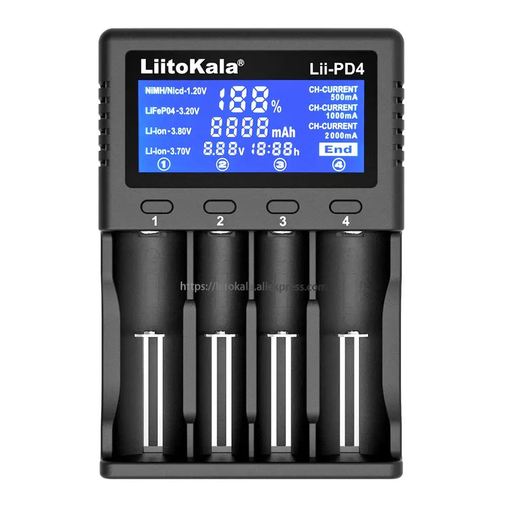 Зарядное устройство Liitokala для литиевых батарей, Φ Lii-500 Lii-PD2 LCD 3,7 V/1,2 V 18650 18350 18500 21700 20700