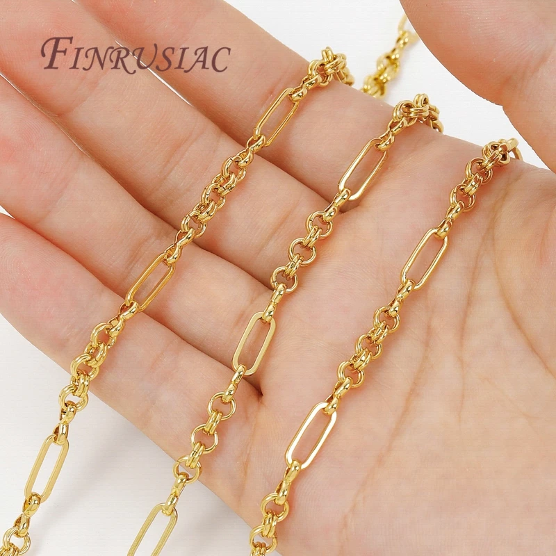 0,5–1 Meter 18 Karat vergoldete Ketten, DIY-Halsketten-Zubehör, dekorative Kette für Schmuckherstellungszubehör, große Ketten im Großhandel – Detail 27