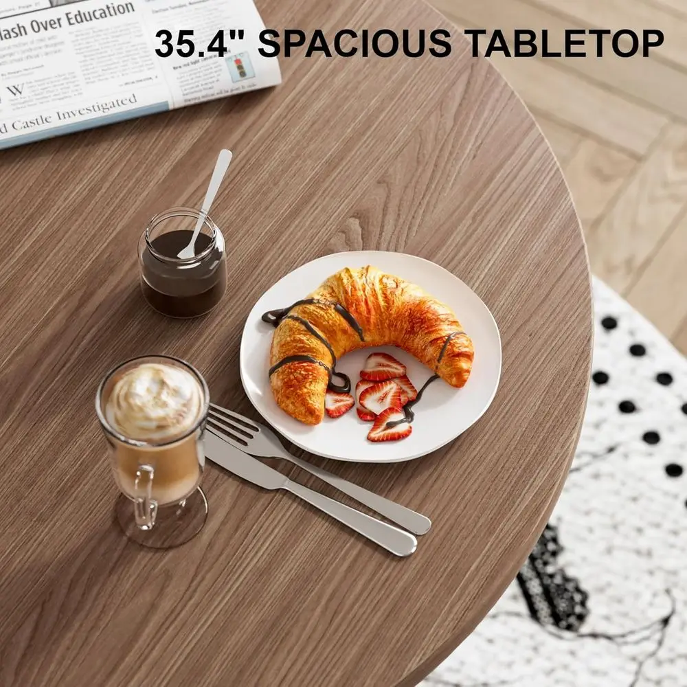 Round Dining Table, 34.3" ern Wood Kitchen Table or 2 to 4, Pedestal Circle Dining Tables, luted Dining Table or Leisure, Coee, image 6
