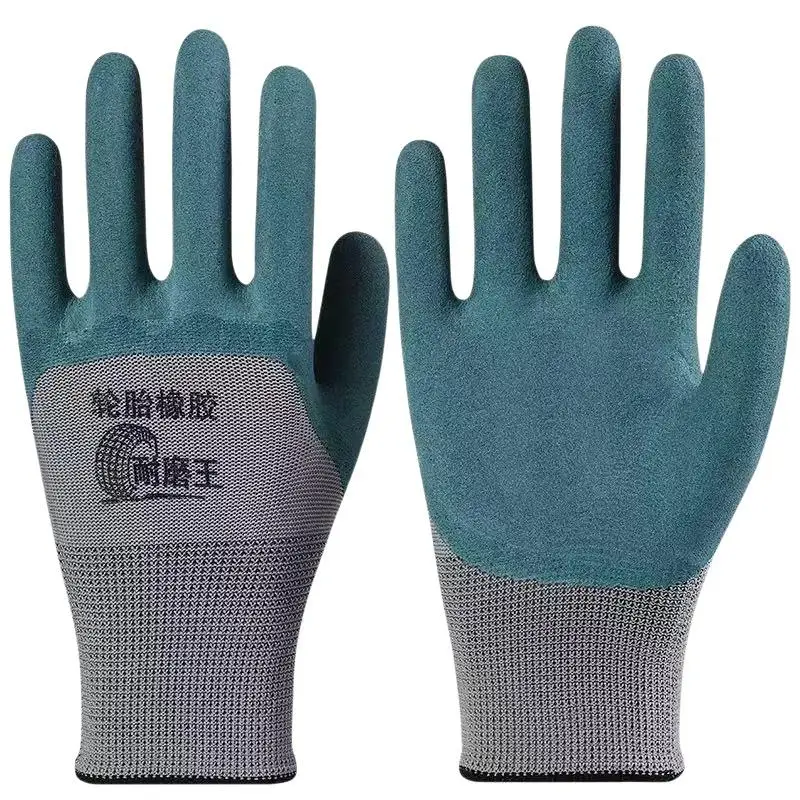1 Paar rutschfeste Arbeitshandschuhe, latexbeschichtete Sicherheitsarbeitshandschuhe, abriebfeste, flexible Schutzhandschuhe für den industriellen Einsatz, Handschuhe. – Detail 5