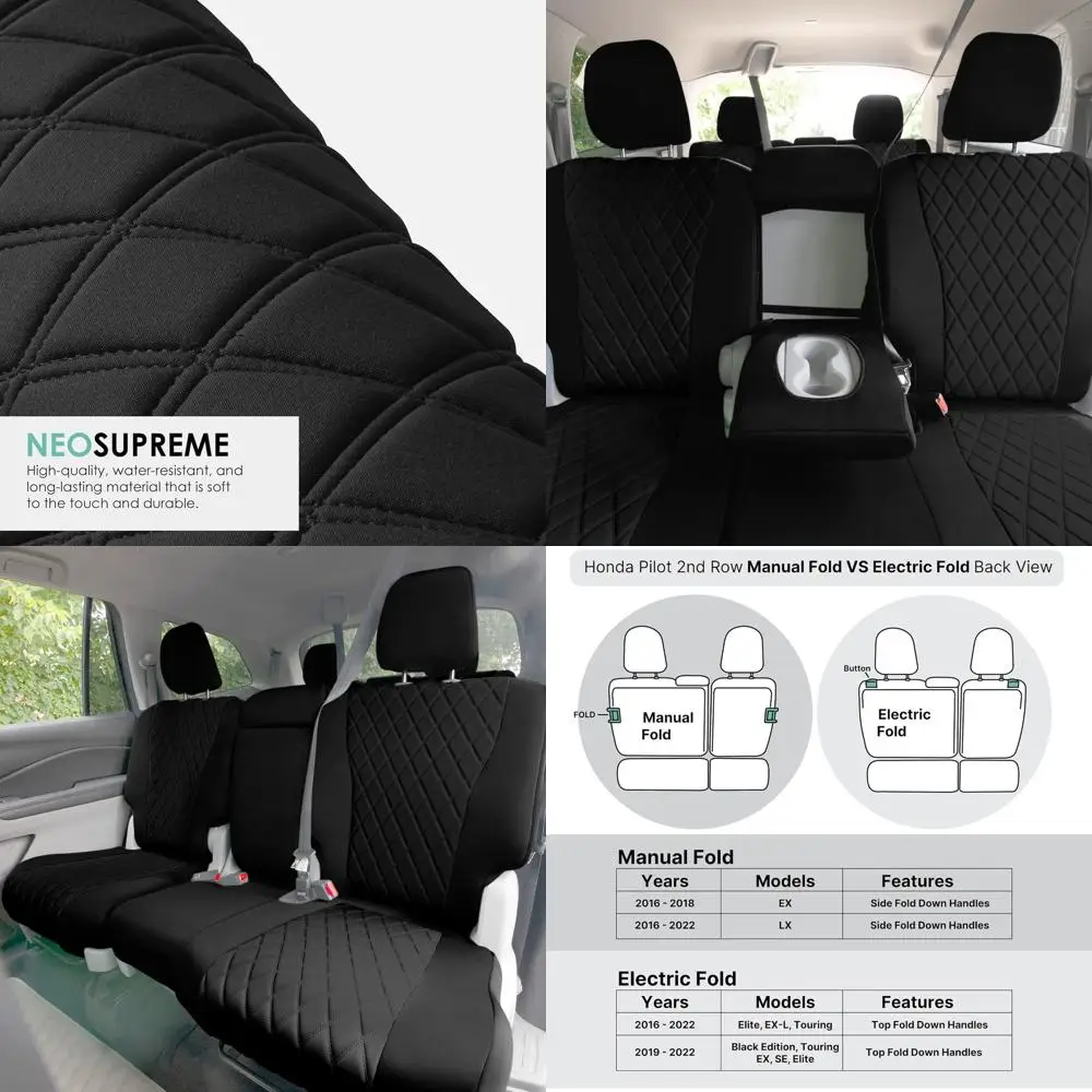 

Custom Fit Car Seat Covers Specifically Made for 2016–2022 Honda Pilot, 2nd Row Set Black Ultraflex Neoprene, Waterproof Car Sea