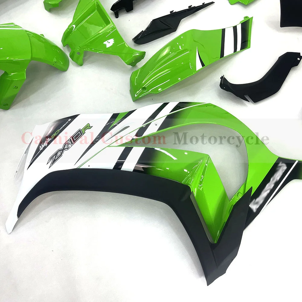 Cocok untuk Kawasaki Ninja ZX10R ZX-10R 2011-2015 12 13 14 cetakan injeksi ABS kualitas tinggi Kit Fairing putih hijau