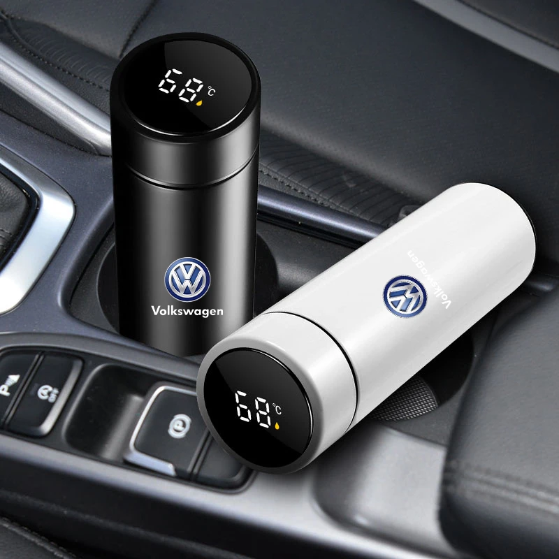 

1Pcs Car Smart Thermos Bottle With Temperature Display Coffee Cup For Volkswagen CC Polo 6R Golf 4 5 6 7 MK7 MK4 MK6 Sticker