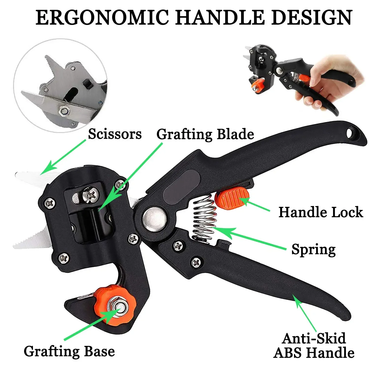 2-in-1 Grafting Tools Pruner Kit Perfect for Fruit Tree Grafting Including 2CM / 3CM Grafting Tapes & Replacement Blades