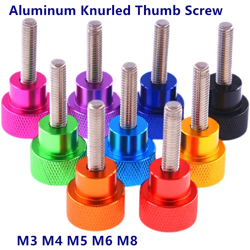 Colourful Knurled Thumbscrew M6 M8 Aluminum knurled Head Stainless steel Thread Hand tighten Thumb Screw Bolt