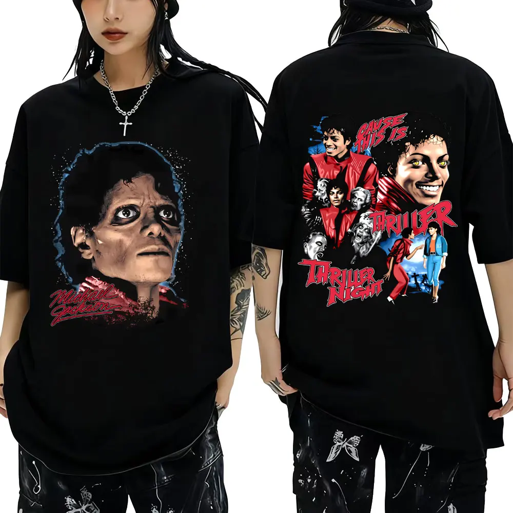 

Classic Retro Michael Jackson Thriller Graphic T-shirt Men Vintage Gothic Rock T-shirts Men's Hip Hop Punk Oversized T Shirts