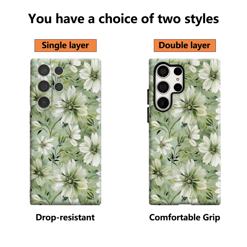 حافظة لهاتف سامسونج جالاكسي S25 Ultra S24 S23 Ultra Plus غطاء خلفي لامع بطبقة مزدوجة من Ethereal Sage