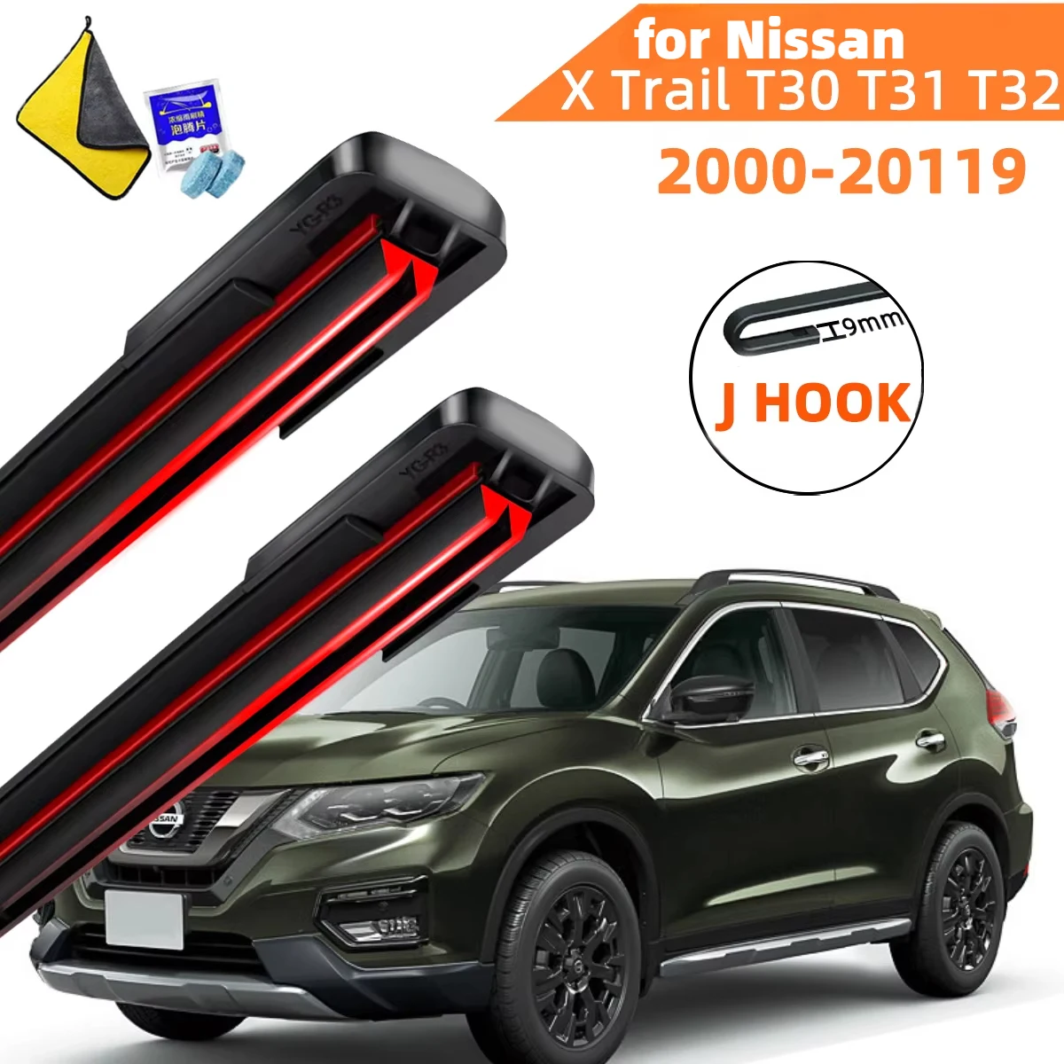 

Double Rubber Car Wipers for Nissan X Trail T30 T31 T32 Front Blade Brushes Cutter Accessorie Wiper Windscreen Wiper Wear Parts