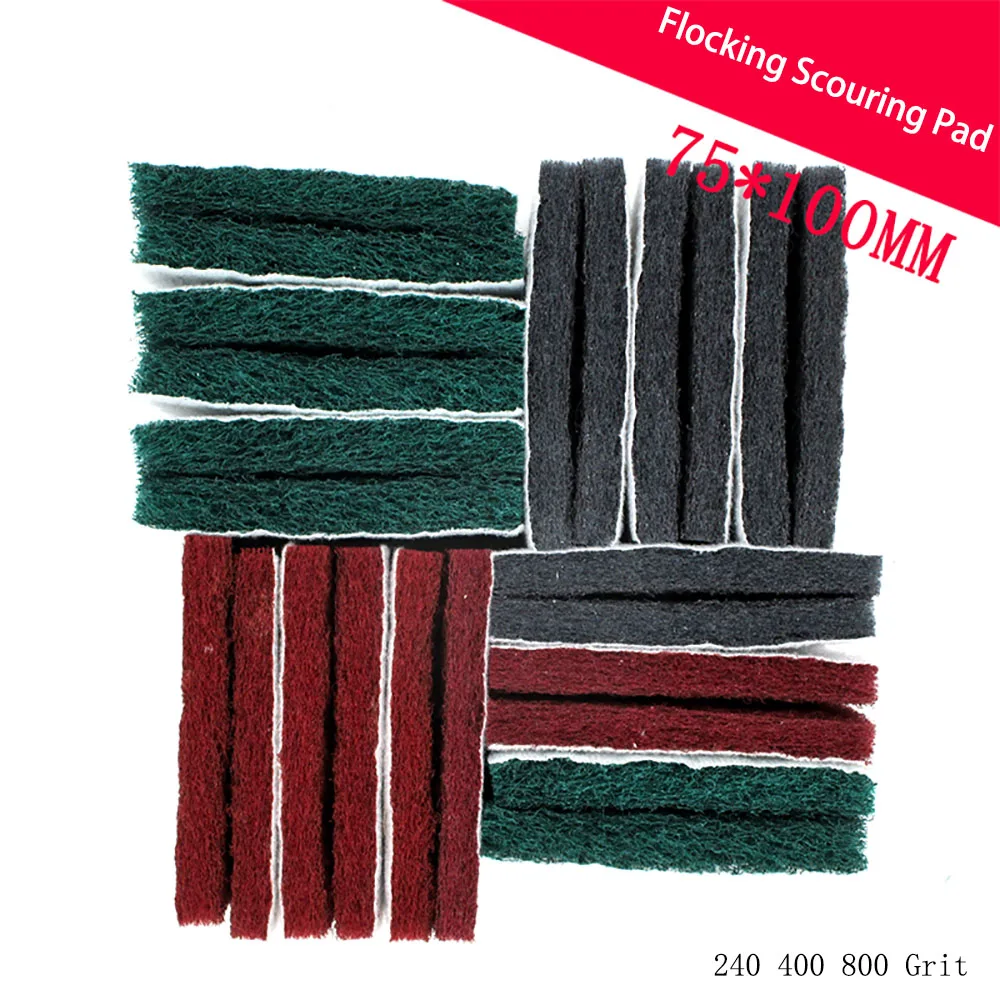 

75x100mm Non-woven Abrasive Flocking Scouring Pad 240-800 Grit Nylon Grinding For Polishing Rust Removal Kitchen Cleaning