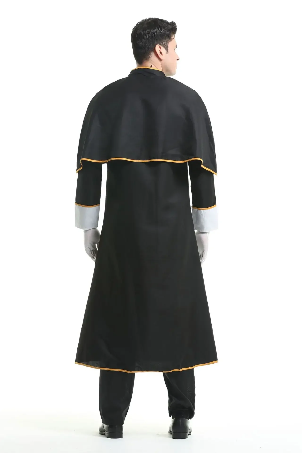 Cosplay prêtre Robe noire Robe de soirée Costume d'halloween pour hommes Cosplay