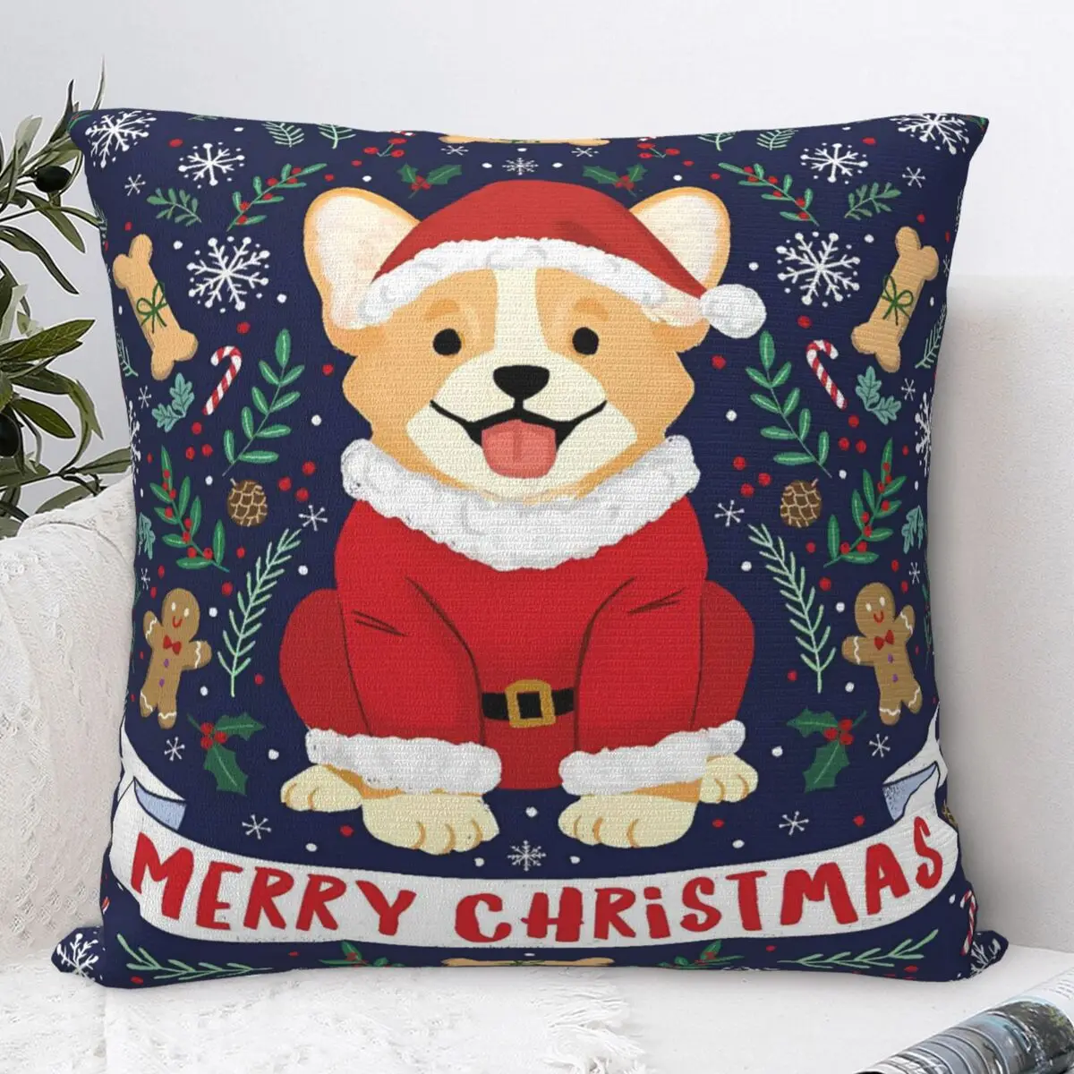 Merry Christmas Dogs Pillow Cover Retro Trendy Pillow Case For Sofa Car Home Decor Cushion Cover Soft Graphic Pillowcases