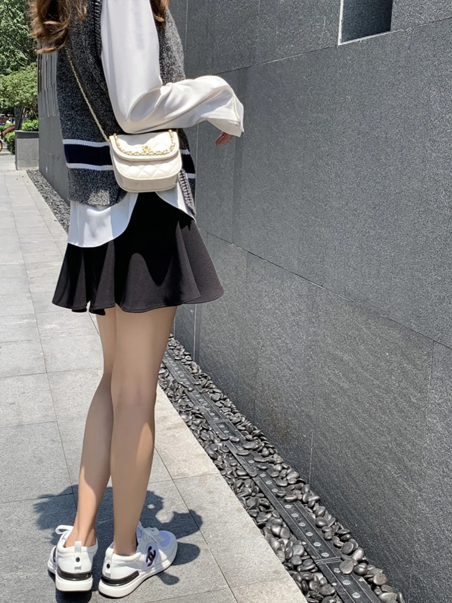 

Юбка А-силуэта с высокой талией Bla от Zhang ei "Top Floor" Long Leg Canion, осенняя, однотонная, в корейском стиле, для повседневной носки