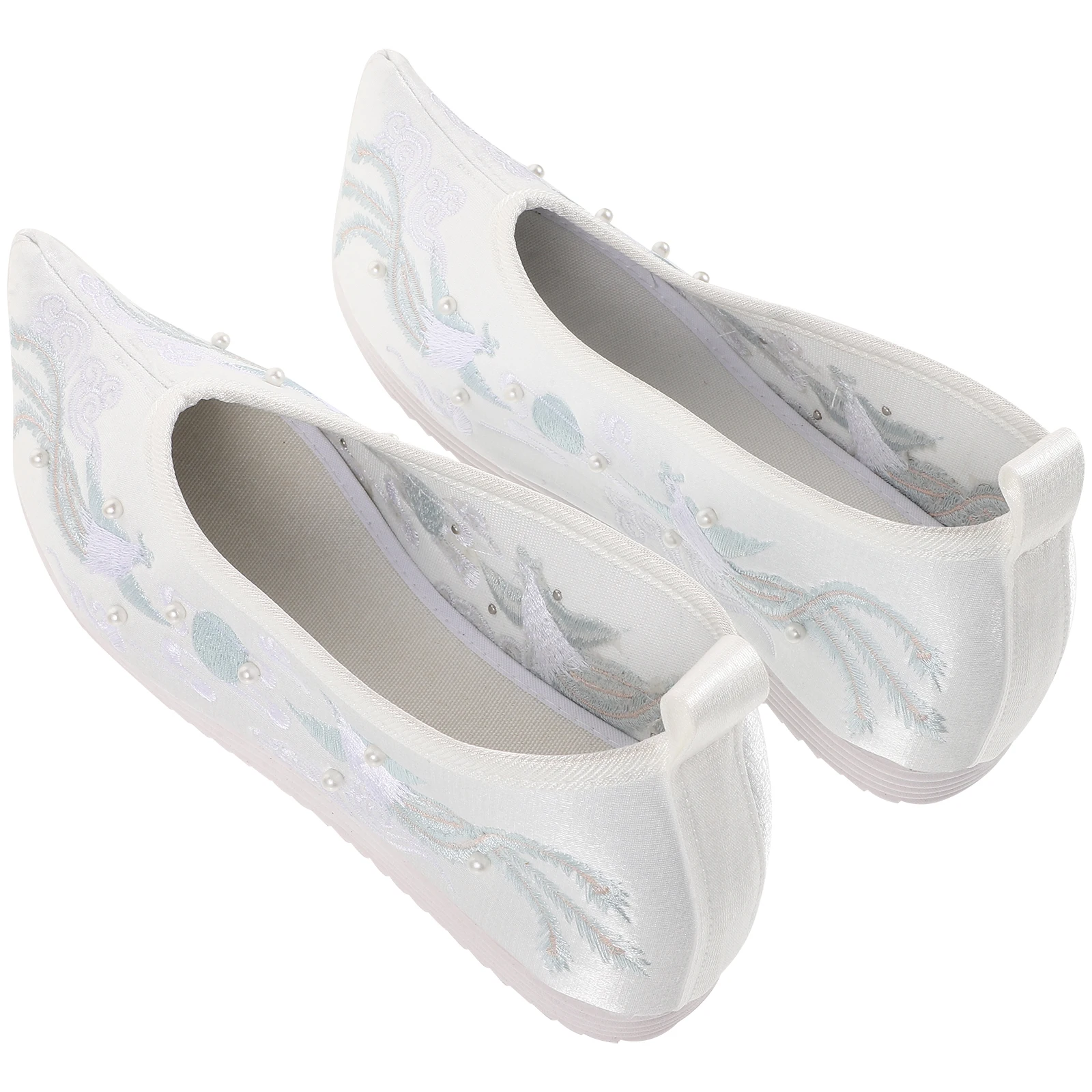 

Hanfu High Heels White Flats Women Shoes Bridal Wedding Size 37 Pattern Occasions