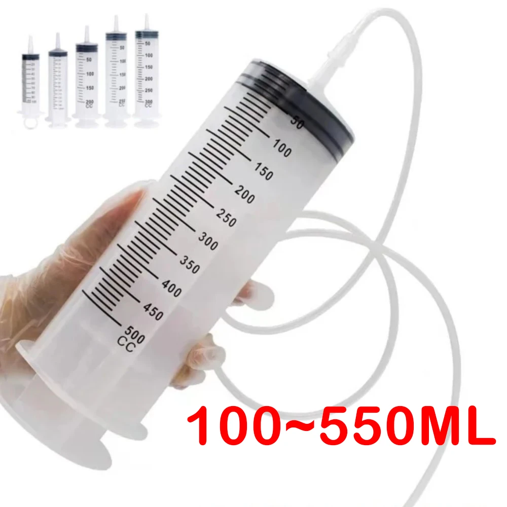 Injetor de Bomba de Seringa de Grande Capacidade Pet Feeding Oil Glue Fluid Tool Hidroponia Nutriente Seringa Grande com 1m Mangueira 100ml550ml