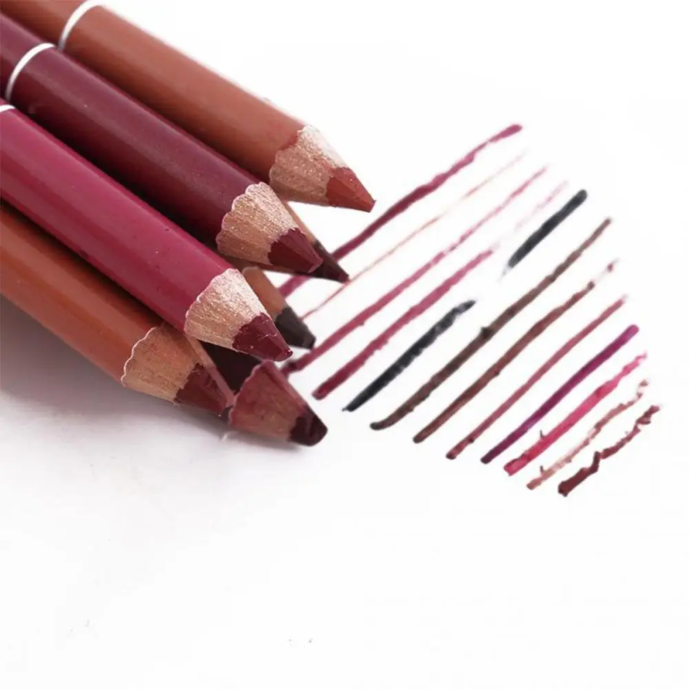 مستحضرات التجميل لكل 12 قطعة/المجموعة 15 سنتيمتر مجموعة قطعة قلم رصاص قطع أحمر الشفاه المهنية محدد الشفاه بطانة الشفاه للماء