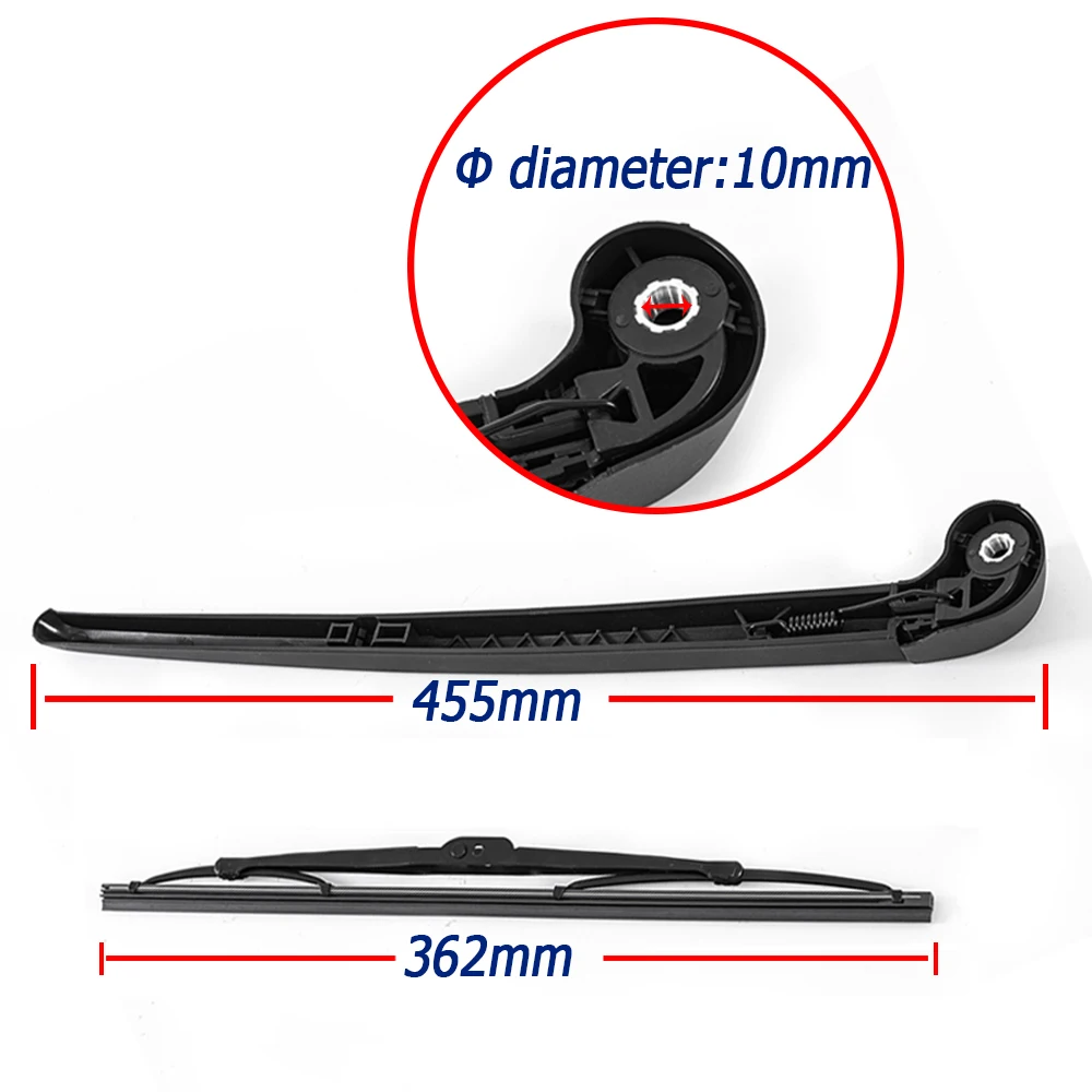 Rear Wiper Blade & Arm Set Kit For Audi A3 8P Hatchback 2003 2004-2013 Windshield Windscreen Tailgate Window Rain Brush